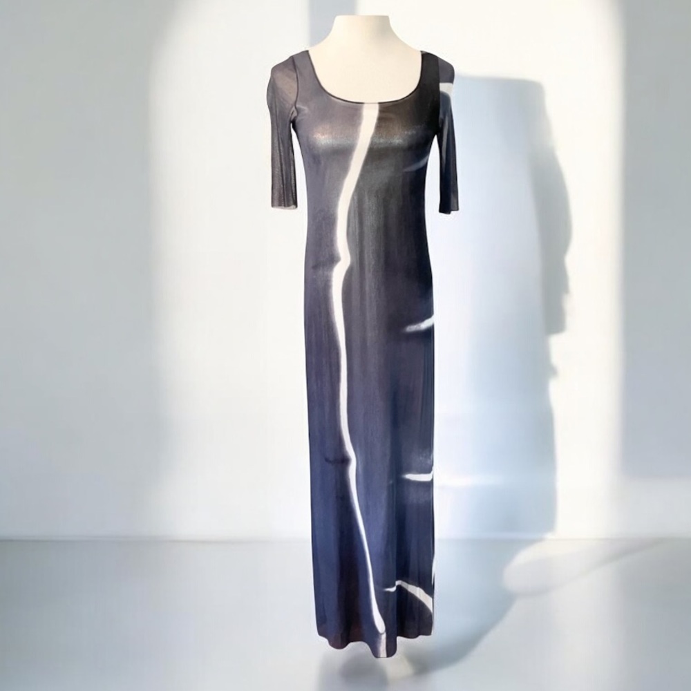 VIVIENNE TAM Sheer Overlay Maxi Dress Size Small